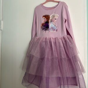 H&M Pink Frozen Graphic long sleeve tulle dress